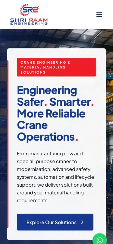 The Shri Raam Engineering website on a phone